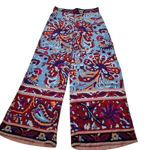 Cupcakes and Cashmere Wide Leg Pants Women's S Bold Floral Print High Rise